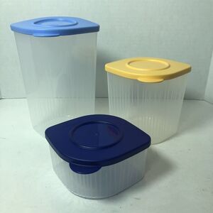 Tupperware Food Containers Fresh N Cool Set of 3 with Lids 1.5L 1L 470ml D‎